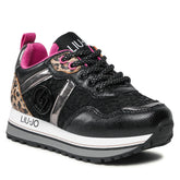 LIU JO MAXI WONDER 604 - SNEAKER LAMINATED/FABRIC/LEO BLACK