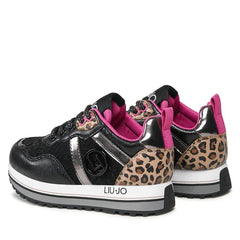LIU JO MAXI WONDER 604 - SNEAKER LAMINATED/FABRIC/LEO BLACK