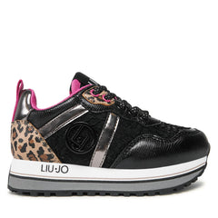 LIU JO MAXI WONDER 604 - SNEAKER LAMINATED/FABRIC/LEO BLACK