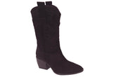 Botine Piele Naturala Madeline Black Suede - Dolly Shoes