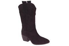 Botine Piele Naturala Madeline Black Suede - Dolly Shoes