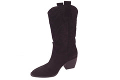 Botine Piele Naturala Madeline Black Suede - Dolly Shoes