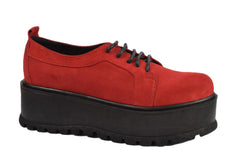Pantofi Piele Naturala Molly Rosu Velur TE20
