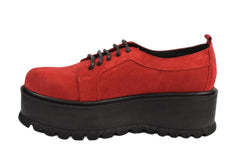 Pantofi Piele Naturala Molly Rosu Velur TE20
