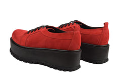 Pantofi Piele Naturala Molly Rosu Velur TE20
