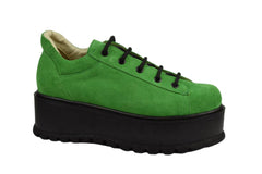Pantofi Piele Naturala Florence Green Velur TE20