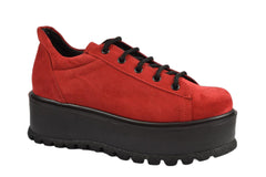 Pantofi Piele Naturala Florence Red Velur TE20