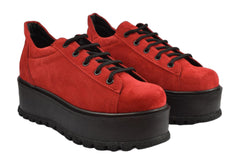 Pantofi Piele Naturala Florence Red Velur TE20