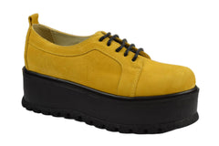 Pantofi Piele Naturala Molly Yellow Velur TE20
