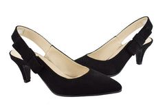 Pantofi Piele Naturala Calma Black Suede - Dolly Shoes