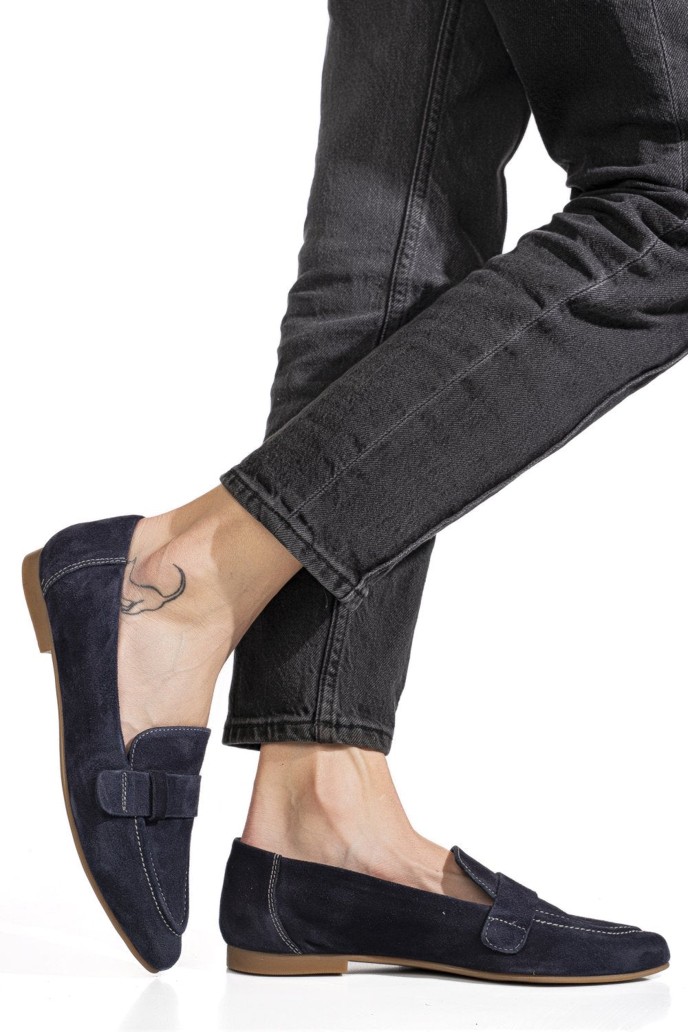 Loafers Piele Naturala Minis Navy Suede - Bellini