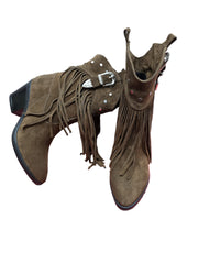 Botine Piele Naturala Giulia Brown Suede - Dolly Shoes