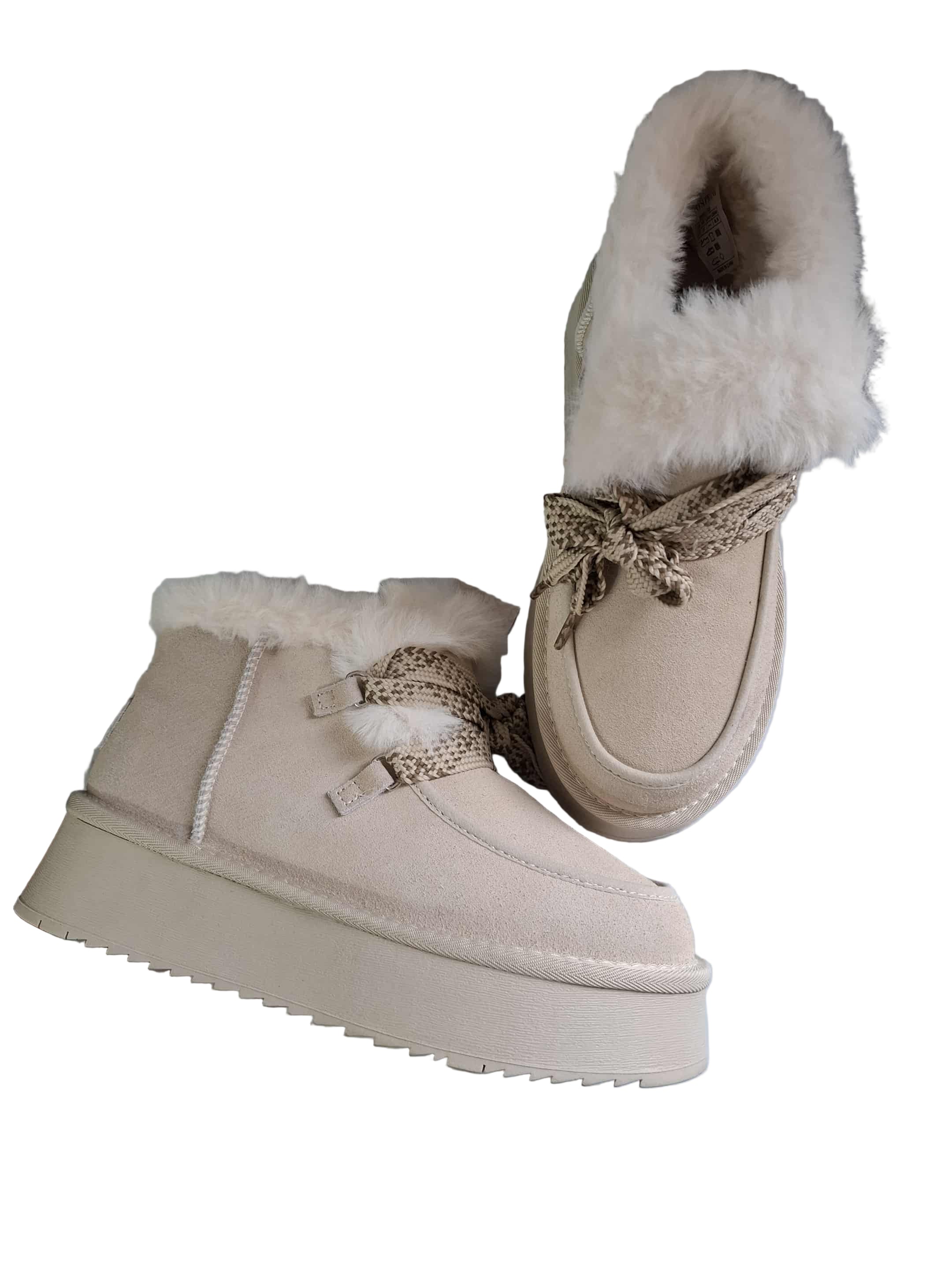Ghete Piele Naturala  Tip UGG Solo Soprani Corky Beige