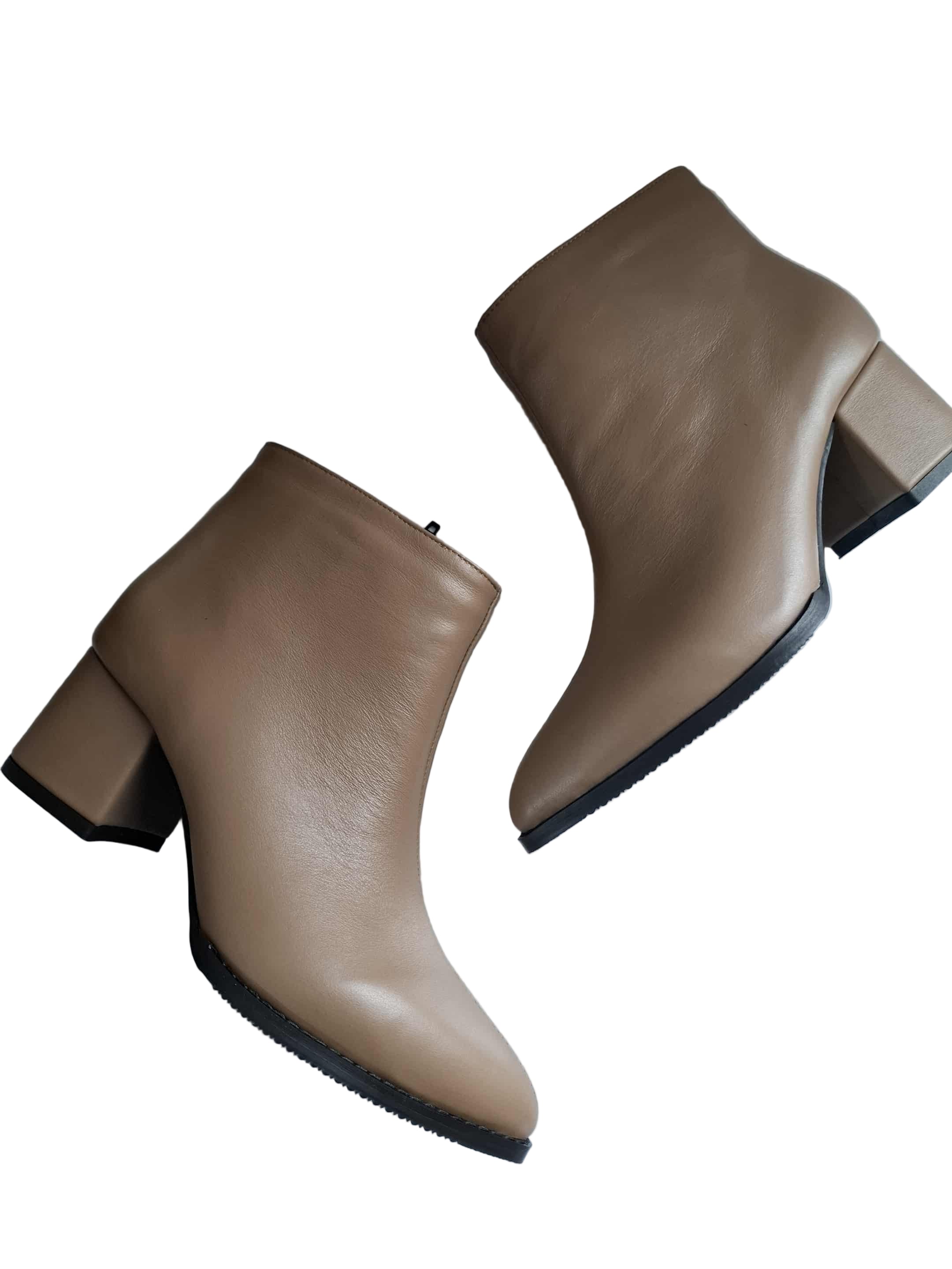 Botine Piele Naturala Savina Taupe Box