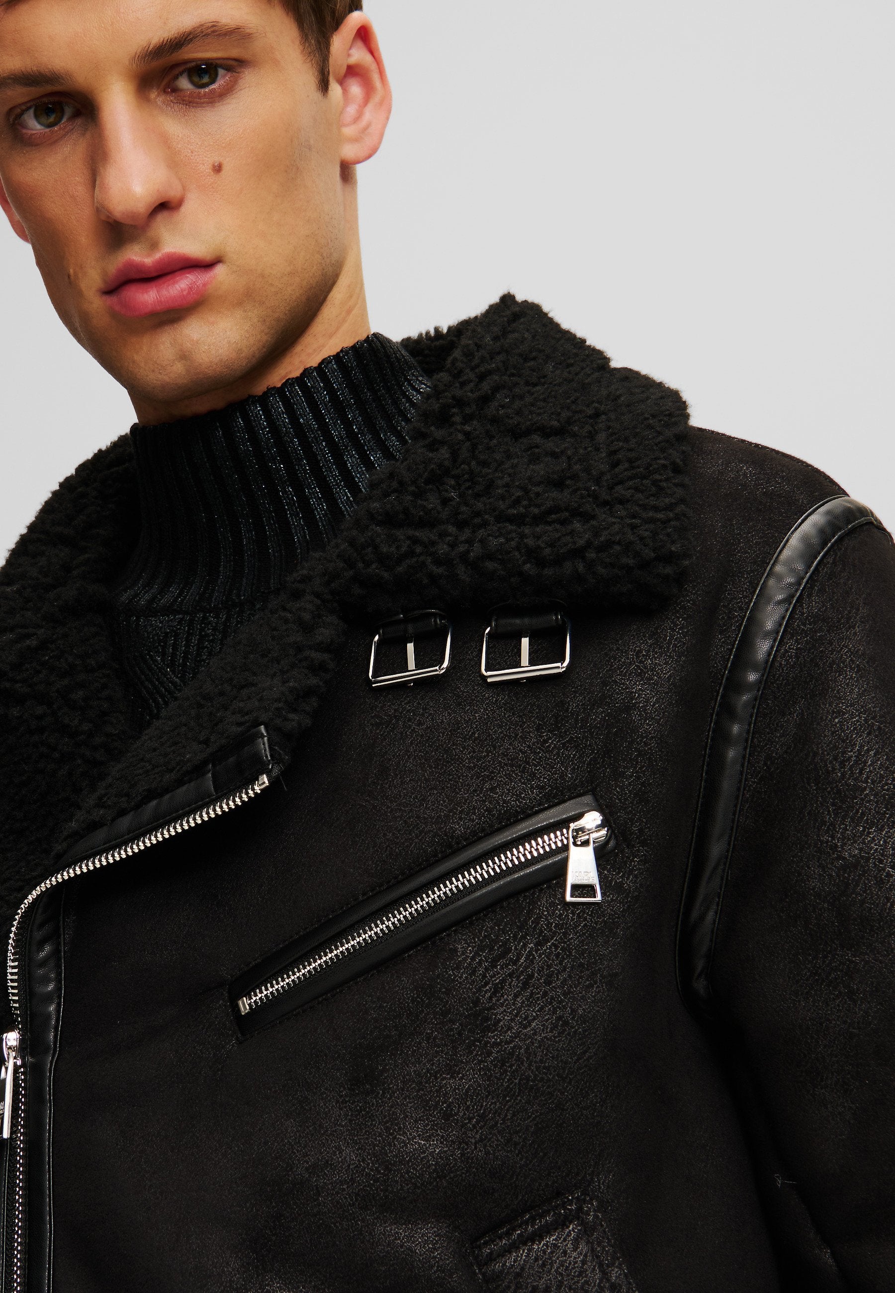 Geaca-Jacheta  Faux Leather Shearling Men Karl Lagerfeld