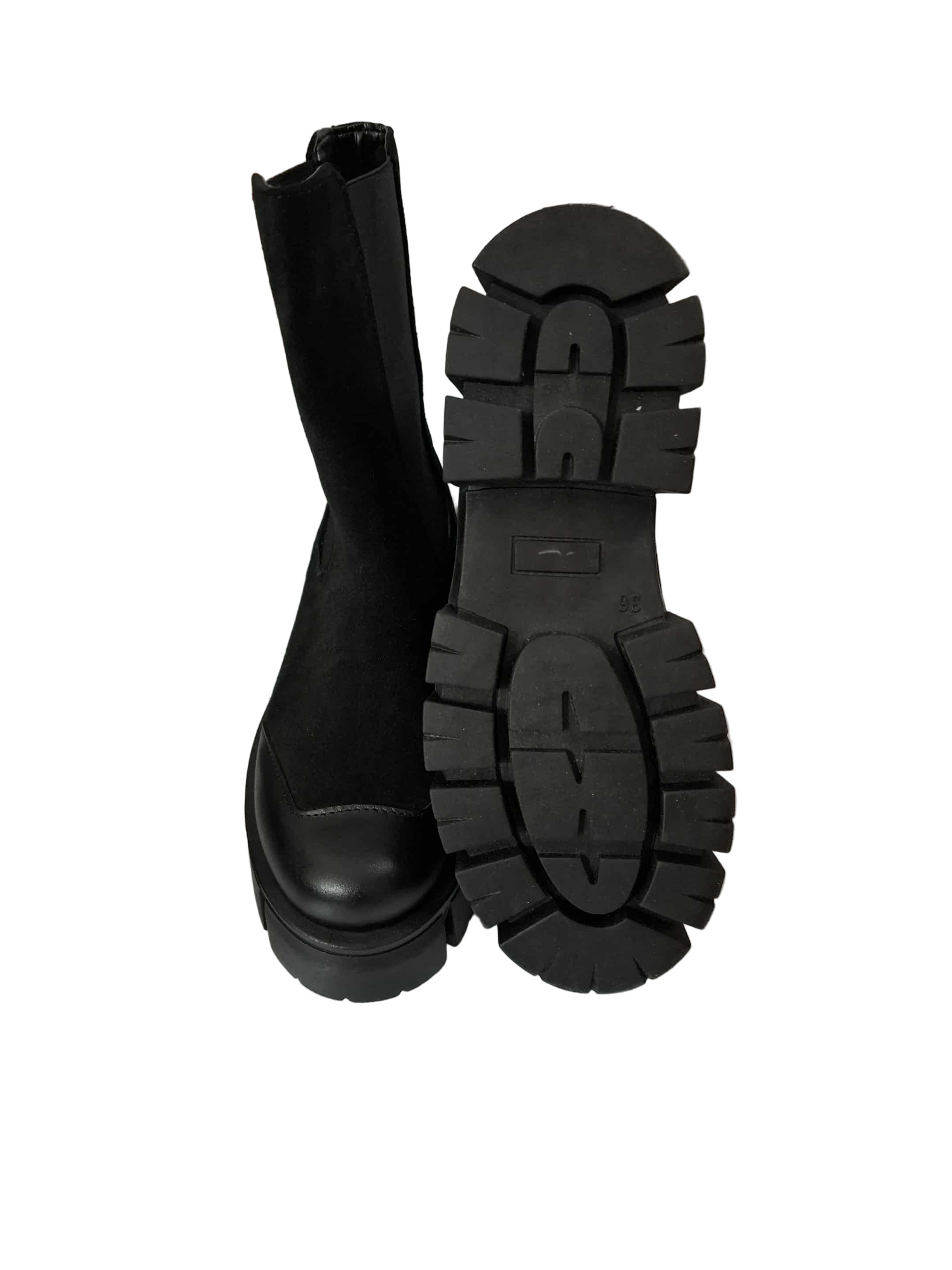 Ghete Piele Naturala Sophia Black Comb - Dolly Shoes