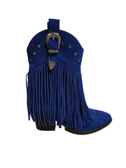 Botine Piele Naturala Giulia Royal Blu Suede - Dolly Shoes