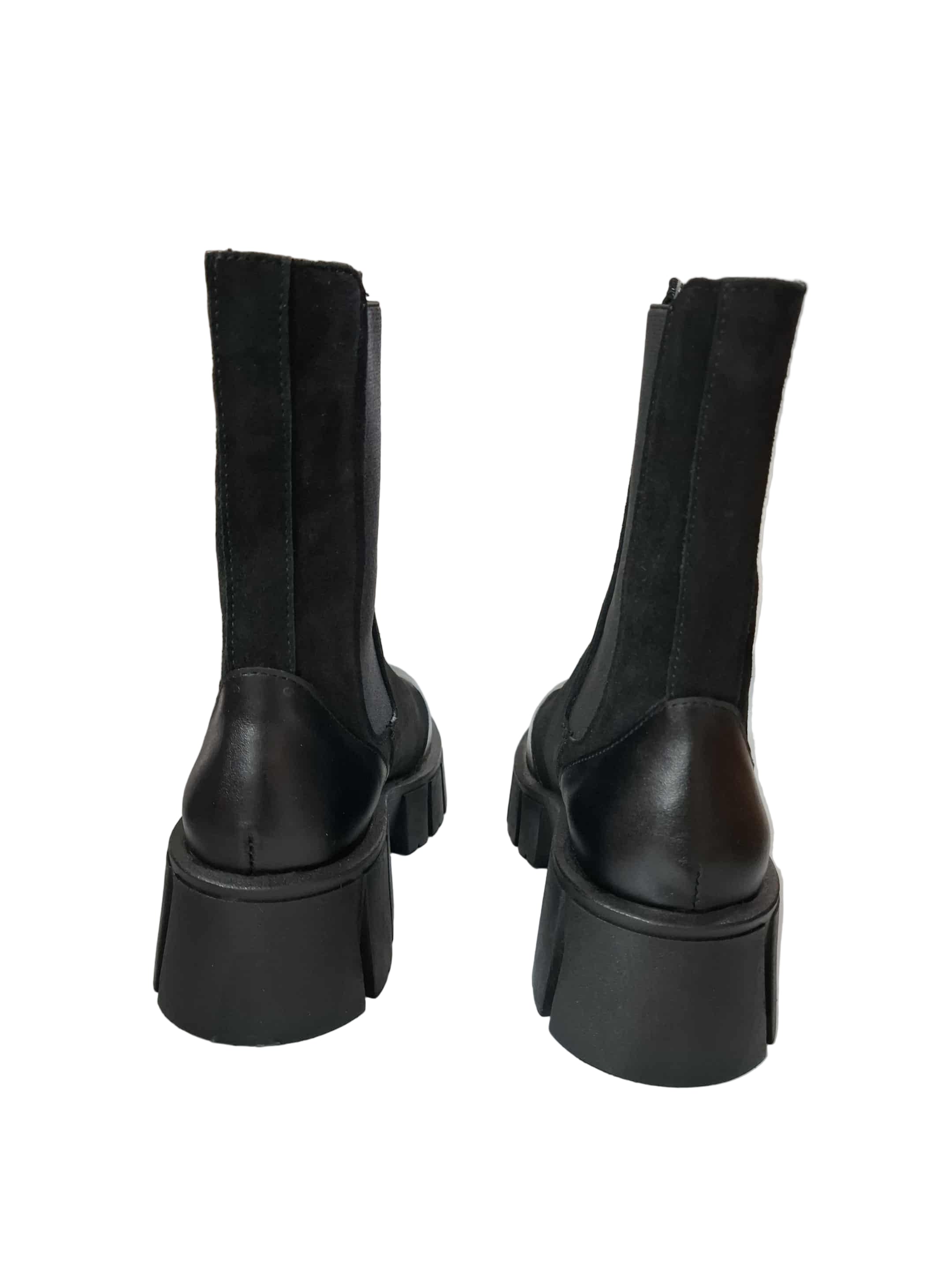Ghete Piele Naturala Sophia Black Comb - Dolly Shoes