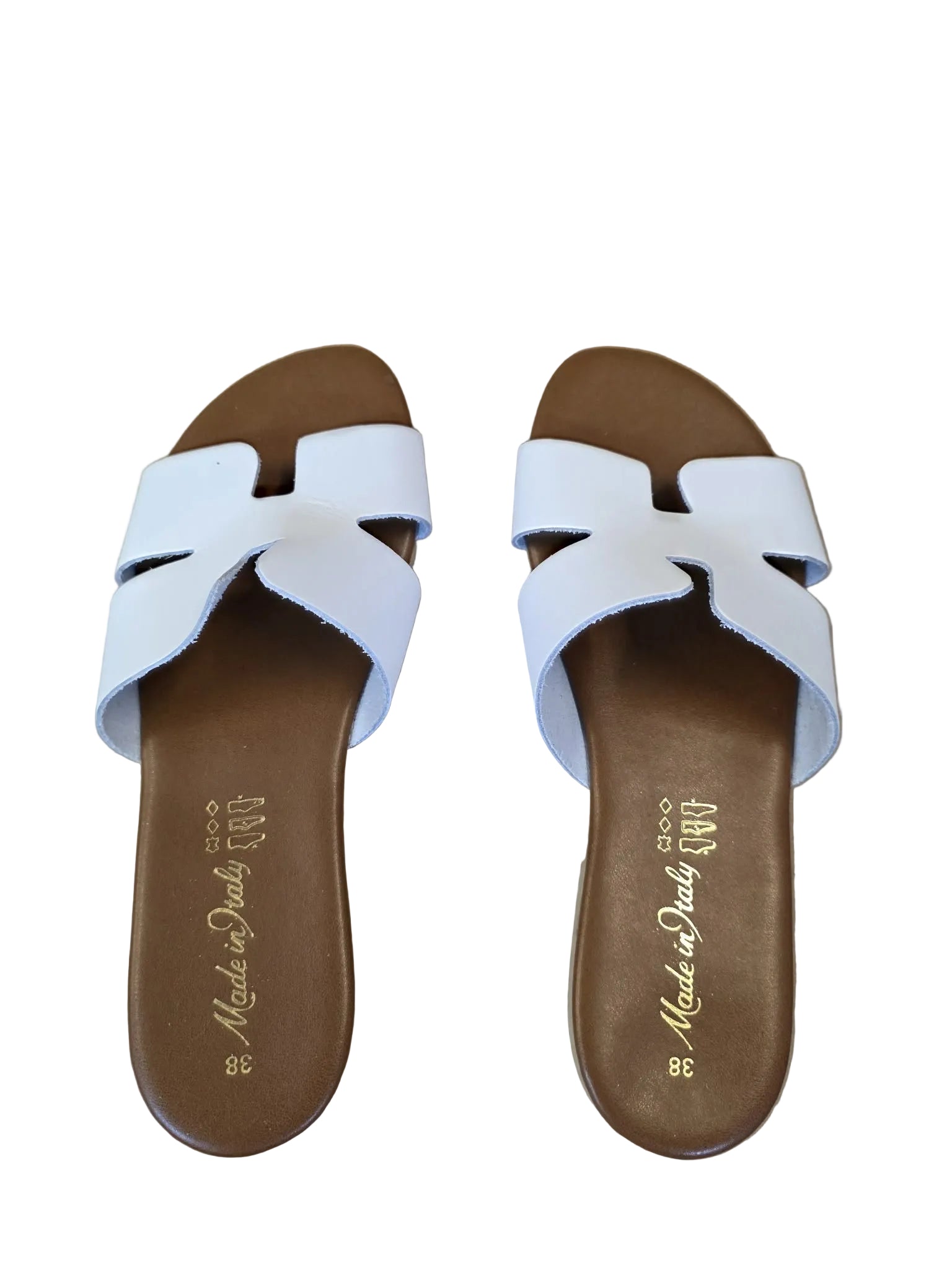 Papuci Piele Naturala Lux Vibe Italy Bianco