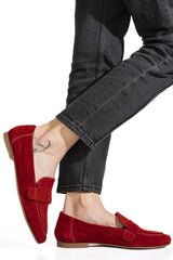 Loafers Piele Naturala Minis Red Suede - Bellini
