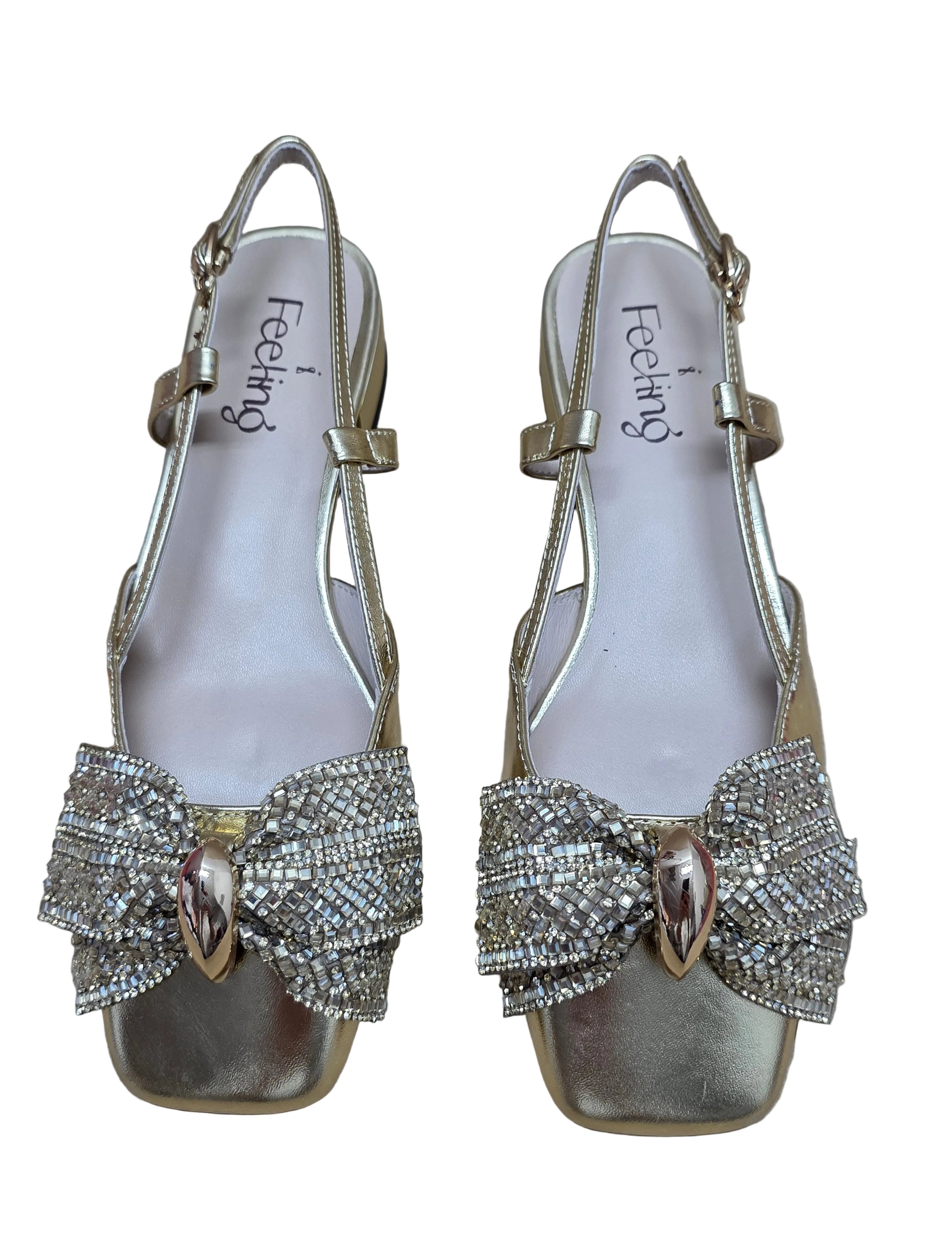 Pantofi Piele Naturala Feeling D75-3903 Gold