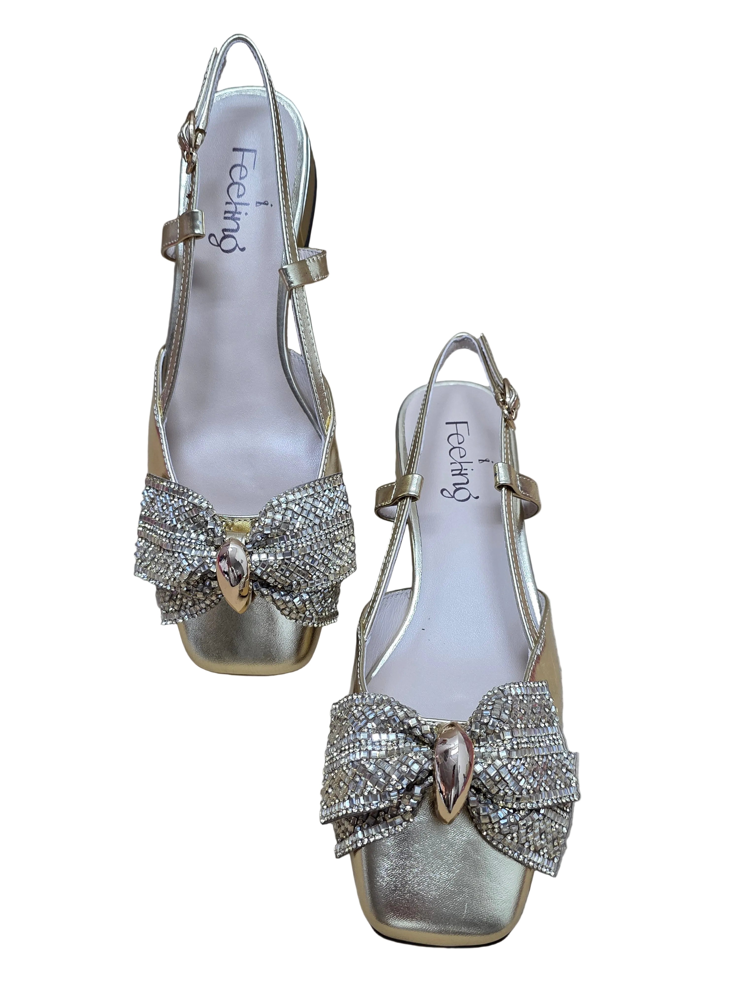 Pantofi Piele Naturala Feeling D75-3903 Gold