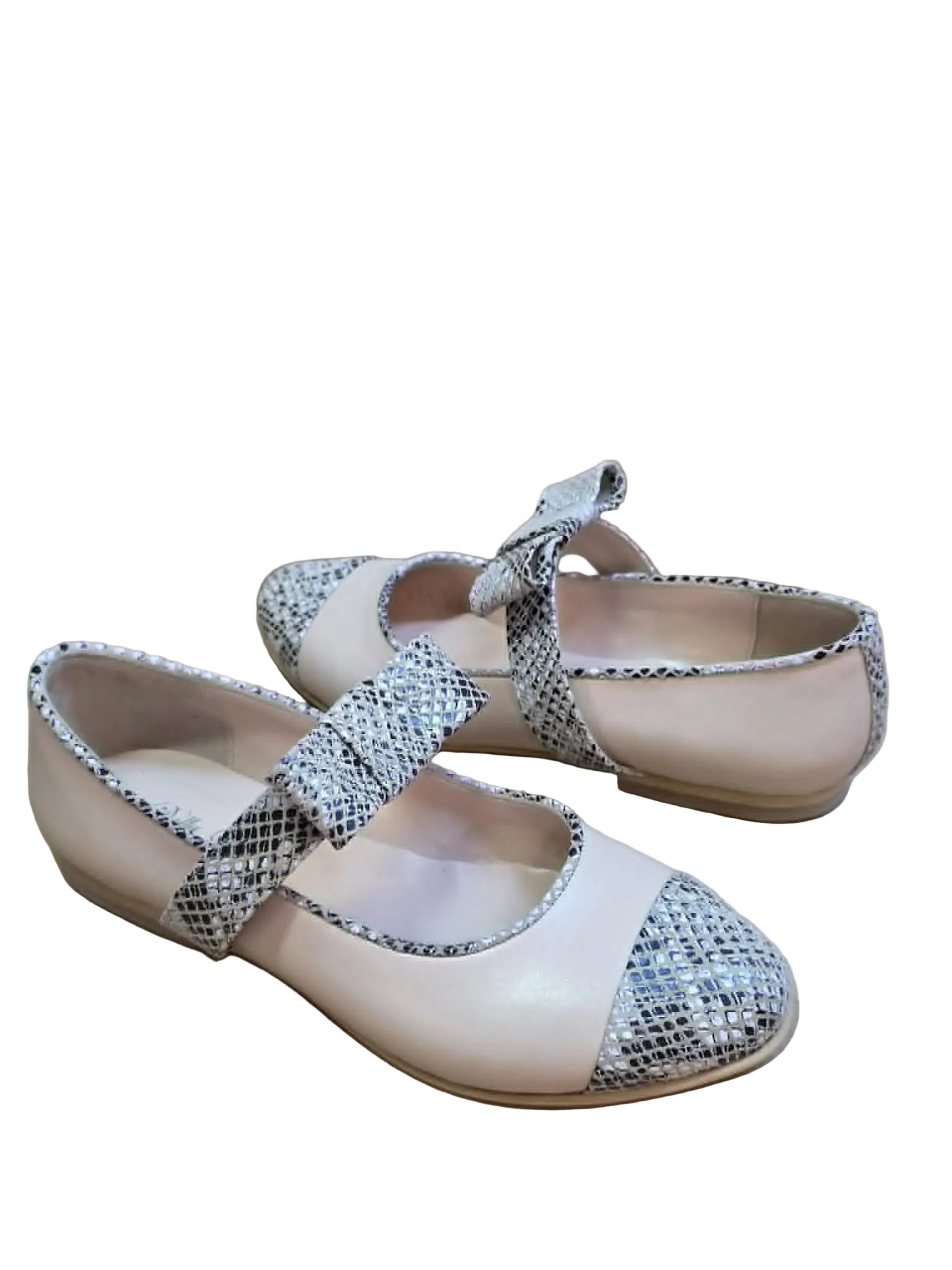 Balerini Piele Naturala Alina Beige Snake - Dolly Shoes