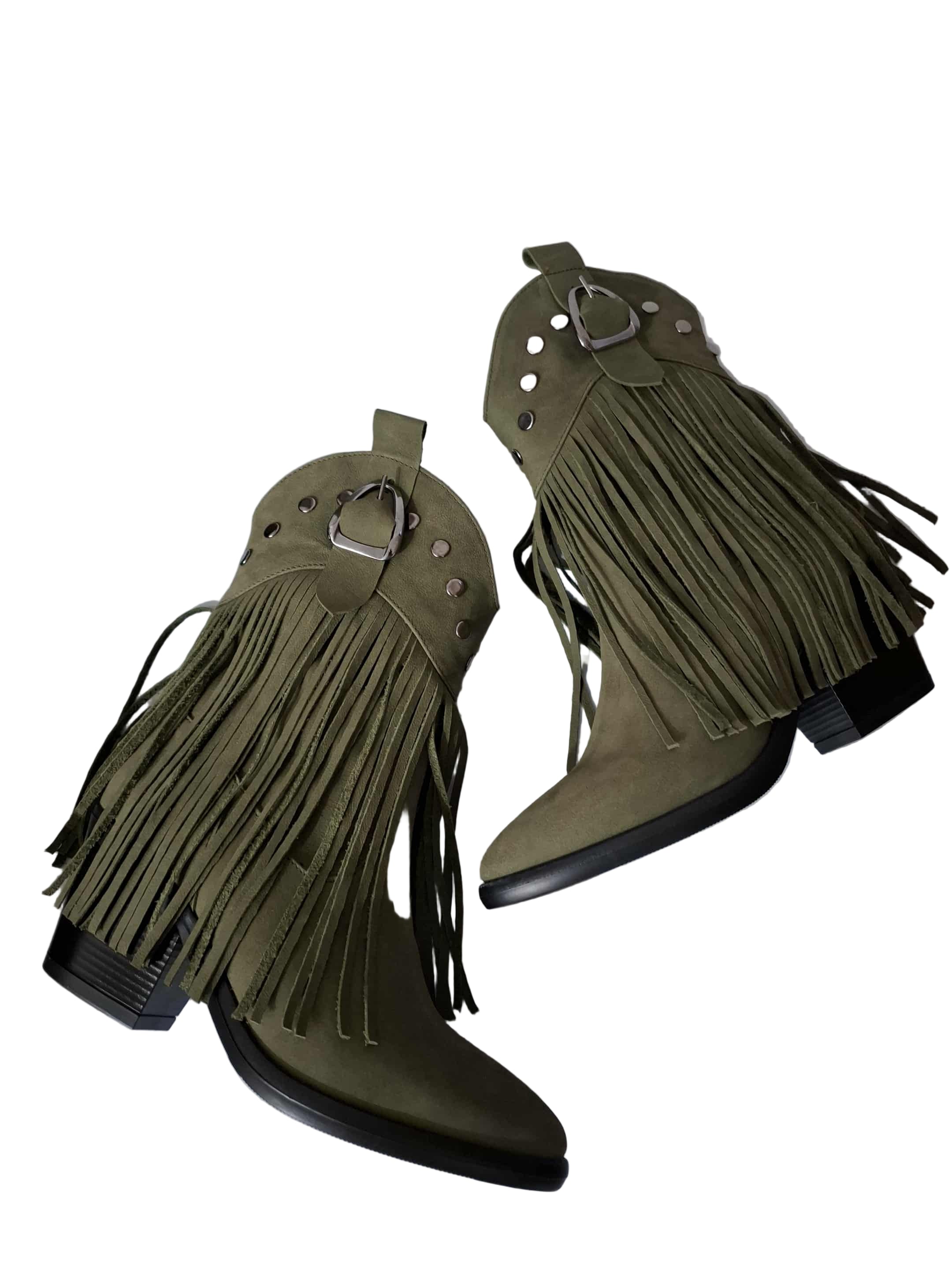 Botine Piele Naturala Giulia Buffo Olive - Dolly Shoes