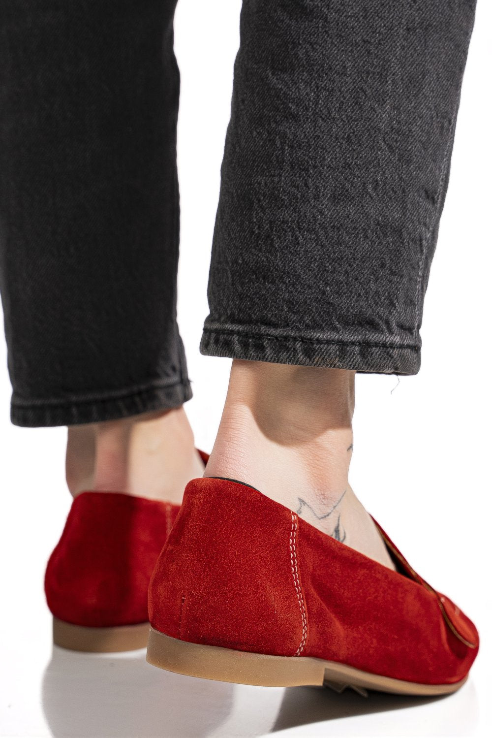 Loafers Piele Naturala Minis Red Suede - Bellini