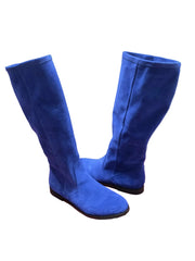 Cizme Piele Naturala Roberta Royal Blu Suede - Dolly Shoes