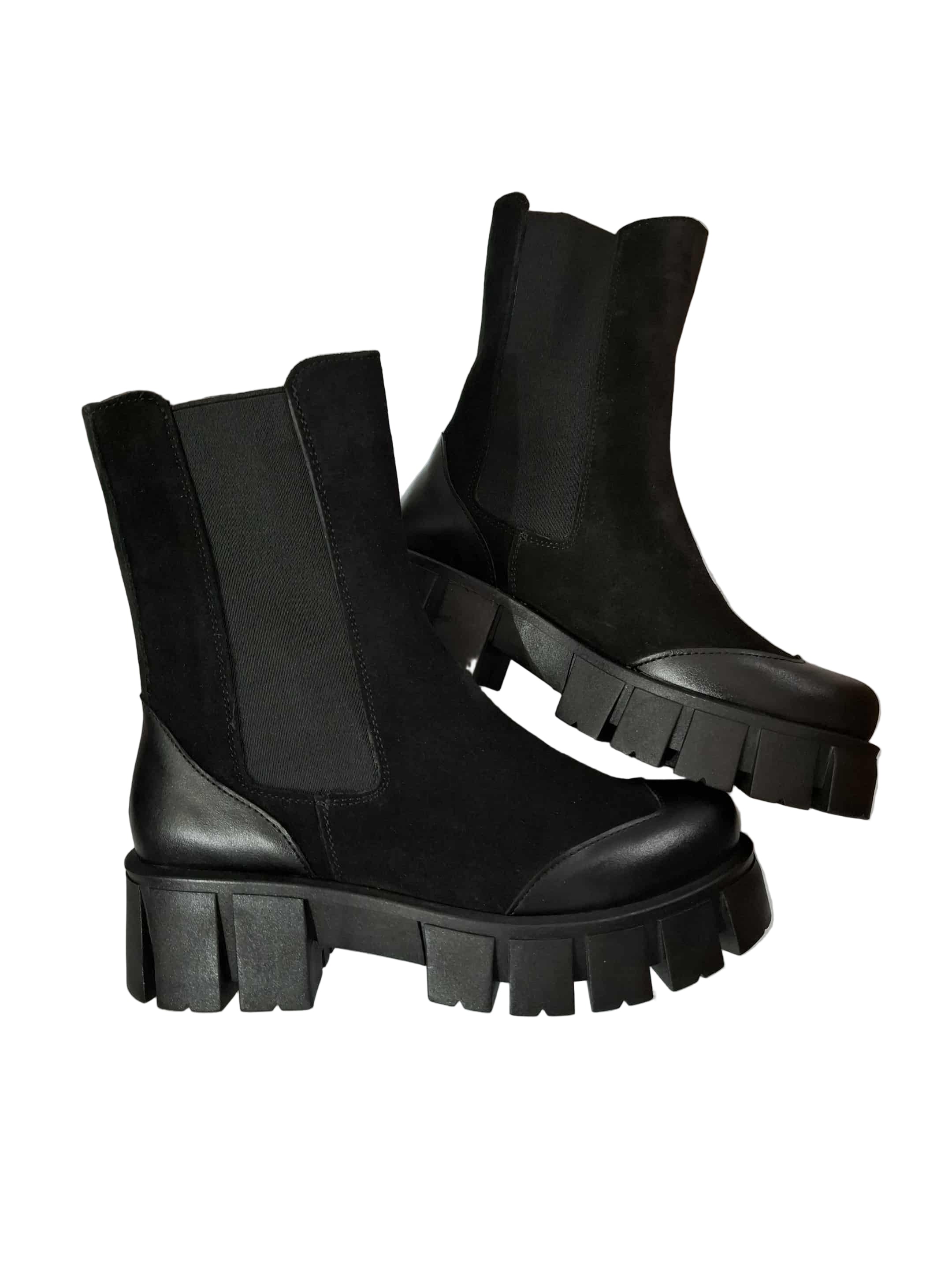 Ghete Piele Naturala Sophia Black Comb - Dolly Shoes