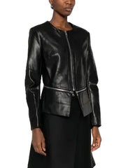 Geaca Faux Leather Zip Jacket Karl Lagerfeld