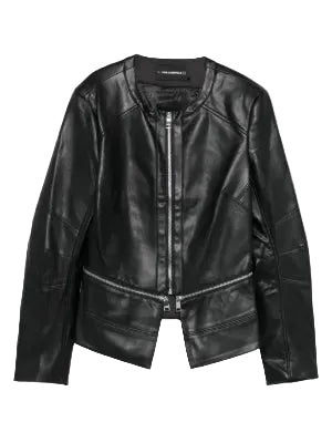 Geaca Faux Leather Zip Jacket Karl Lagerfeld