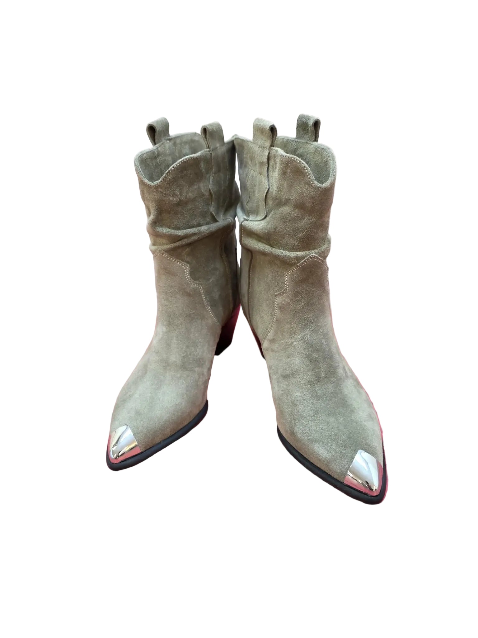 Botine Piele Naturala Ydalia Taupe Suede - Dolly Shoes