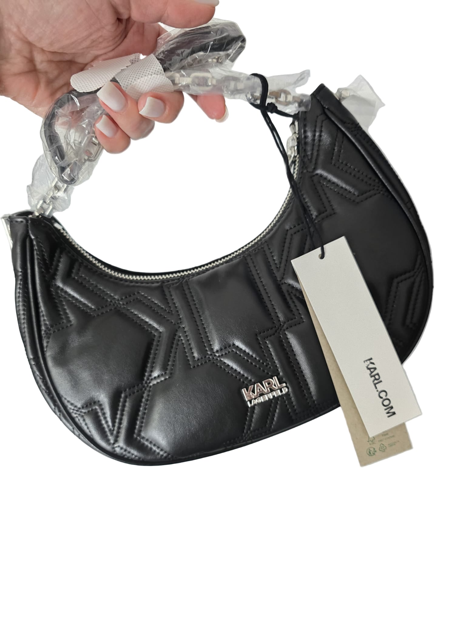 Geanta Kurl Half Moon Black Karl Lagerfeld