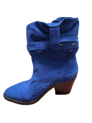 Botine Piele Naturala Saraya Royal Blu Suede - Dolly Shoes