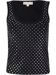 Stud Scoop Crop Tank Black - Michael Kors