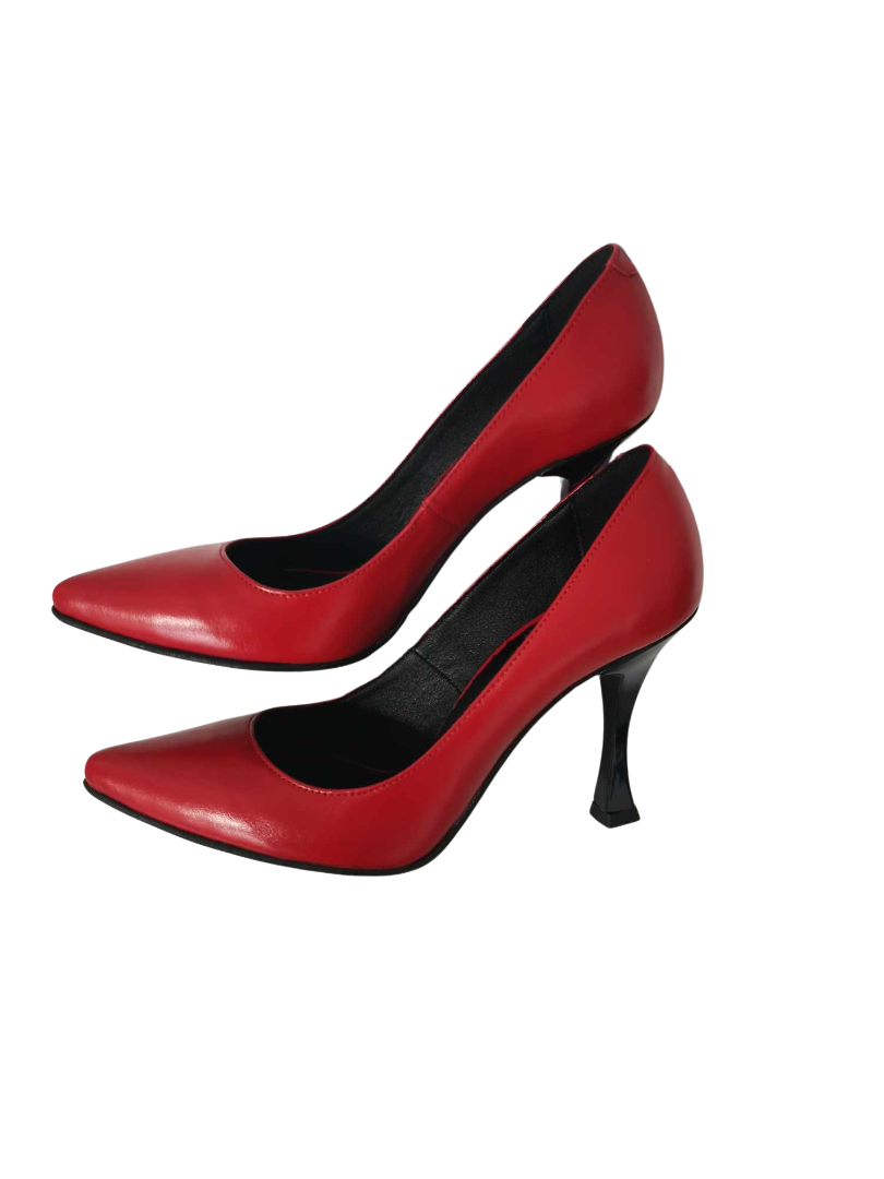Pantofi Dama Piele Naturala Demi Red -Dolly Shoes