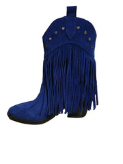 Botine Piele Naturala Giulia Royal Blu Suede - Dolly Shoes