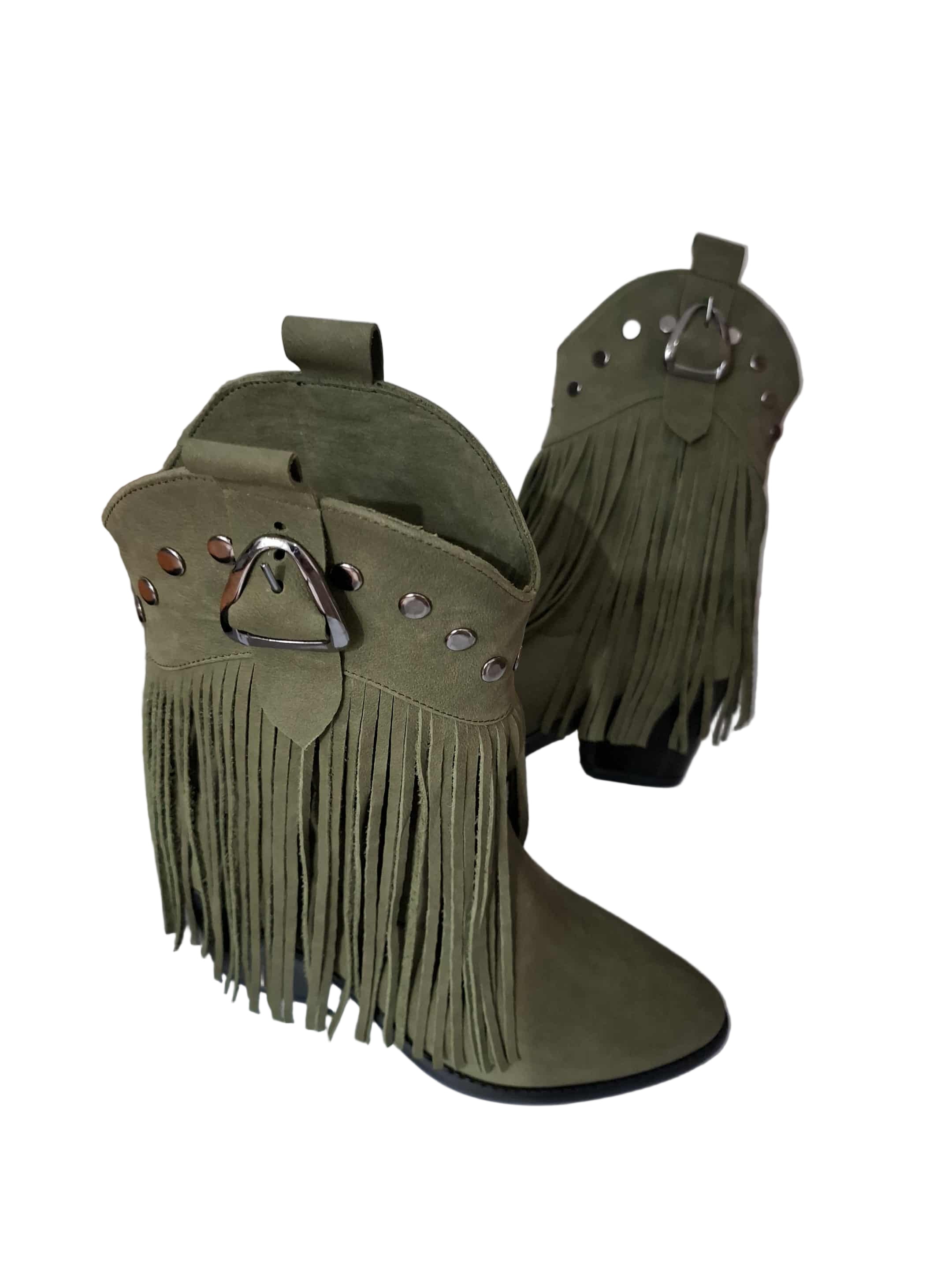 Botine Piele Naturala Giulia Buffo Olive - Dolly Shoes