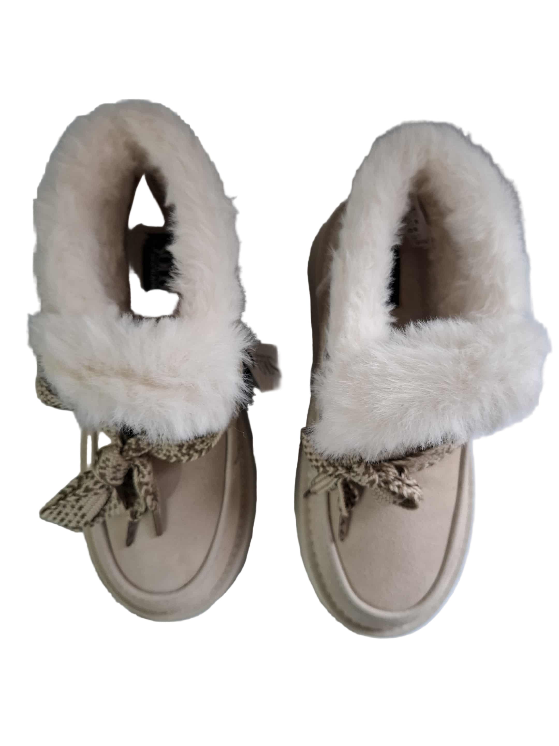 Ghete Piele Naturala  Tip UGG Solo Soprani Corky Beige