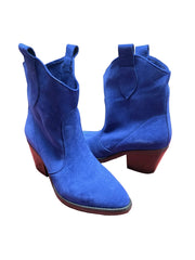 Botine Piele Naturala Sara Royal Blu Suede - Dolly Shoes