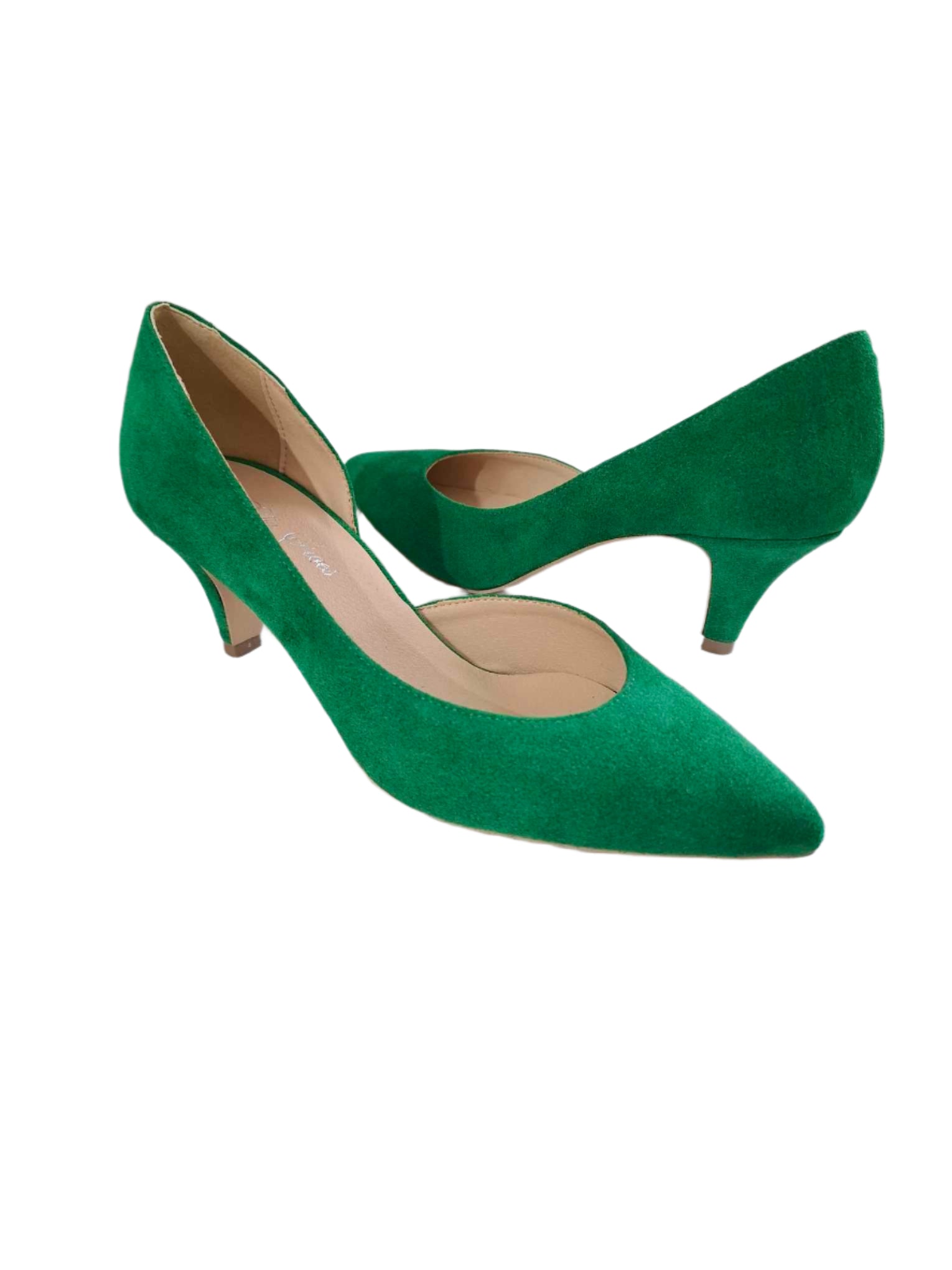 Pantofi Piele Naturala Rebecca Decupat Verde- Dolly Shoes