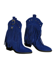 Botine Piele Naturala Giulia Royal Blu Suede - Dolly Shoes