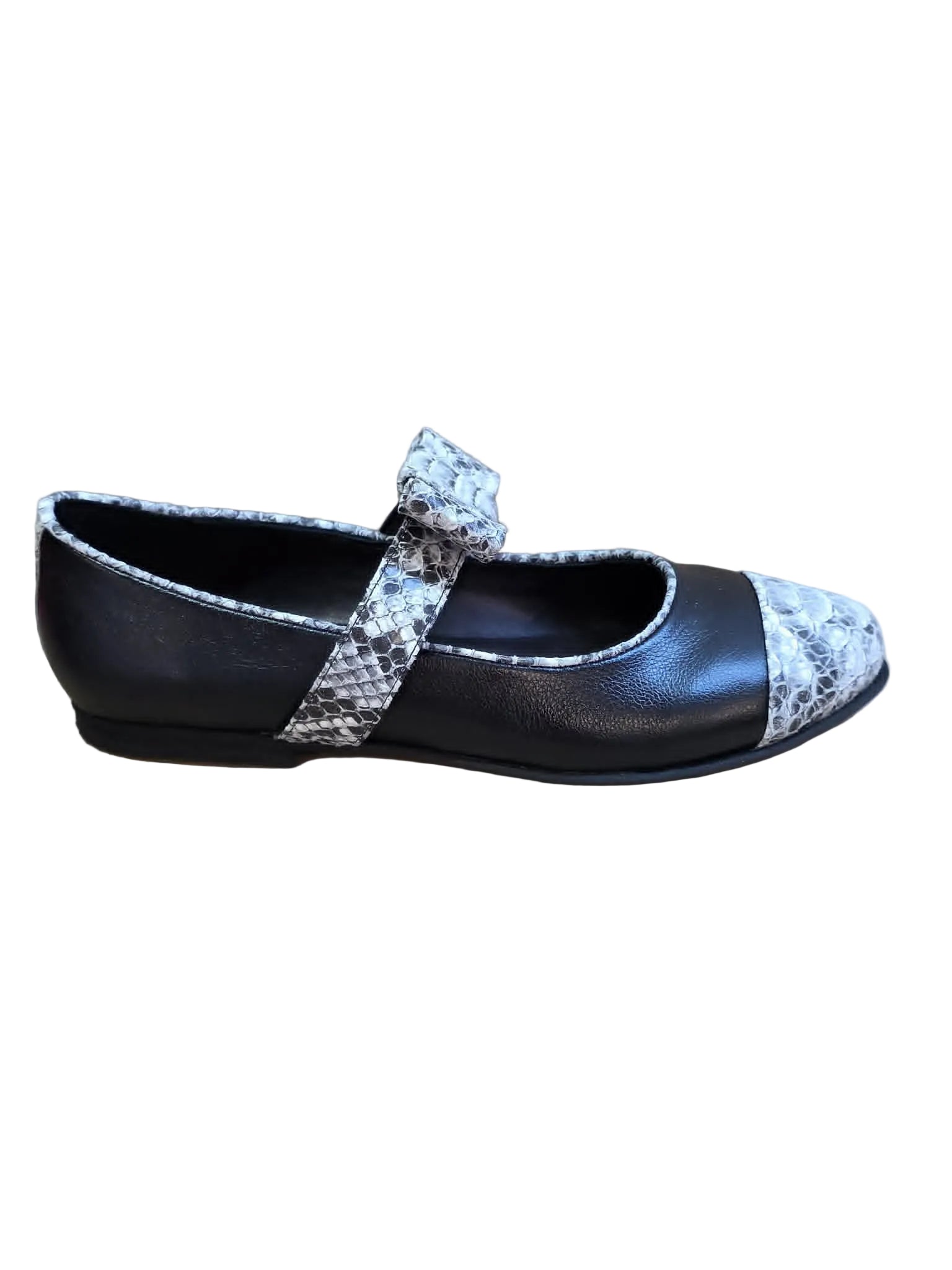 Balerini Piele Naturala Alina Black Snake - Dolly Shoes