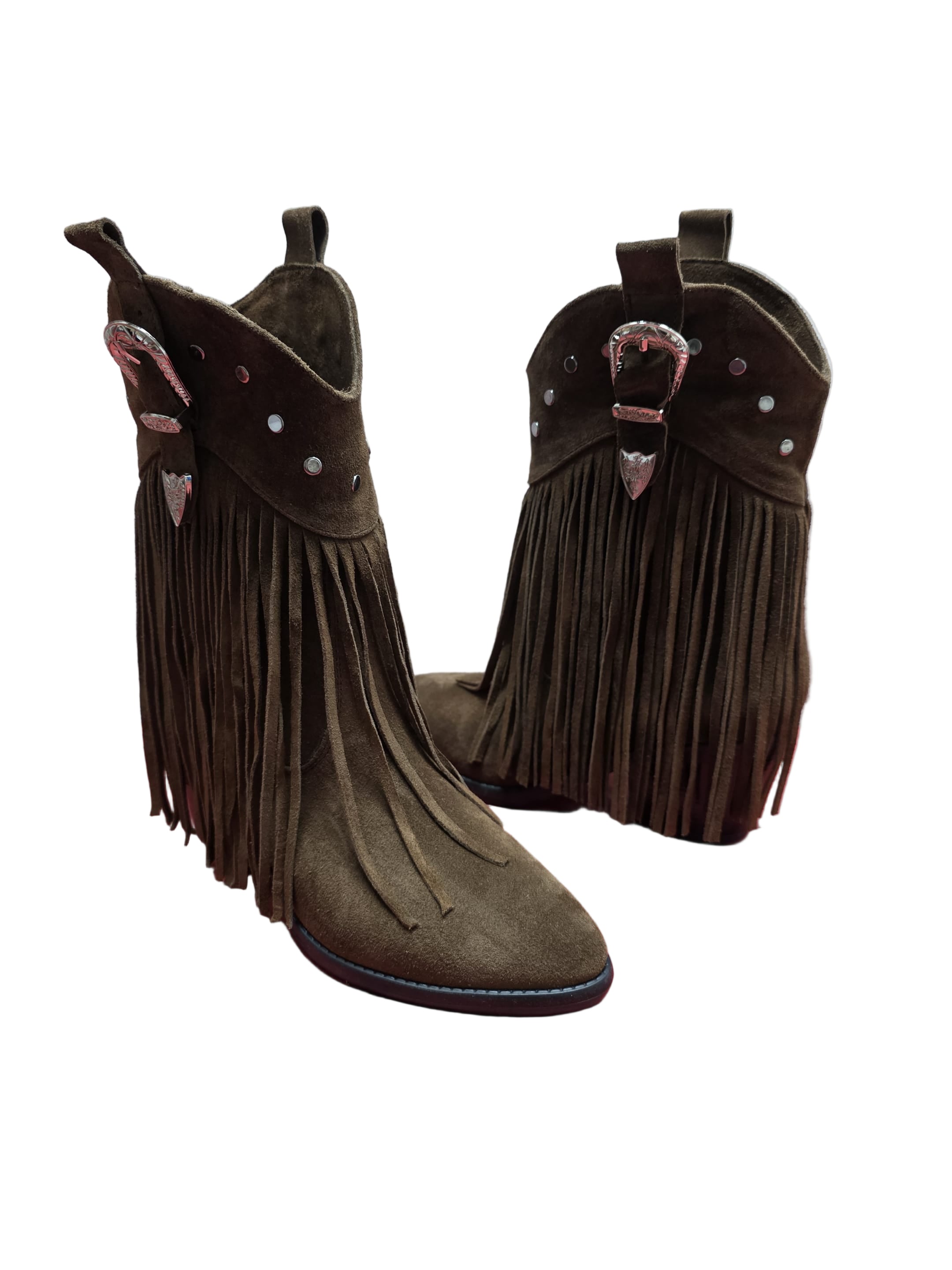 Botine Piele Naturala Giulia Brown Suede - Dolly Shoes