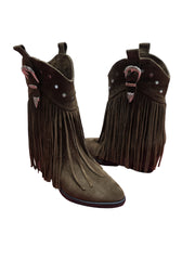 Botine Piele Naturala Giulia Brown Suede - Dolly Shoes