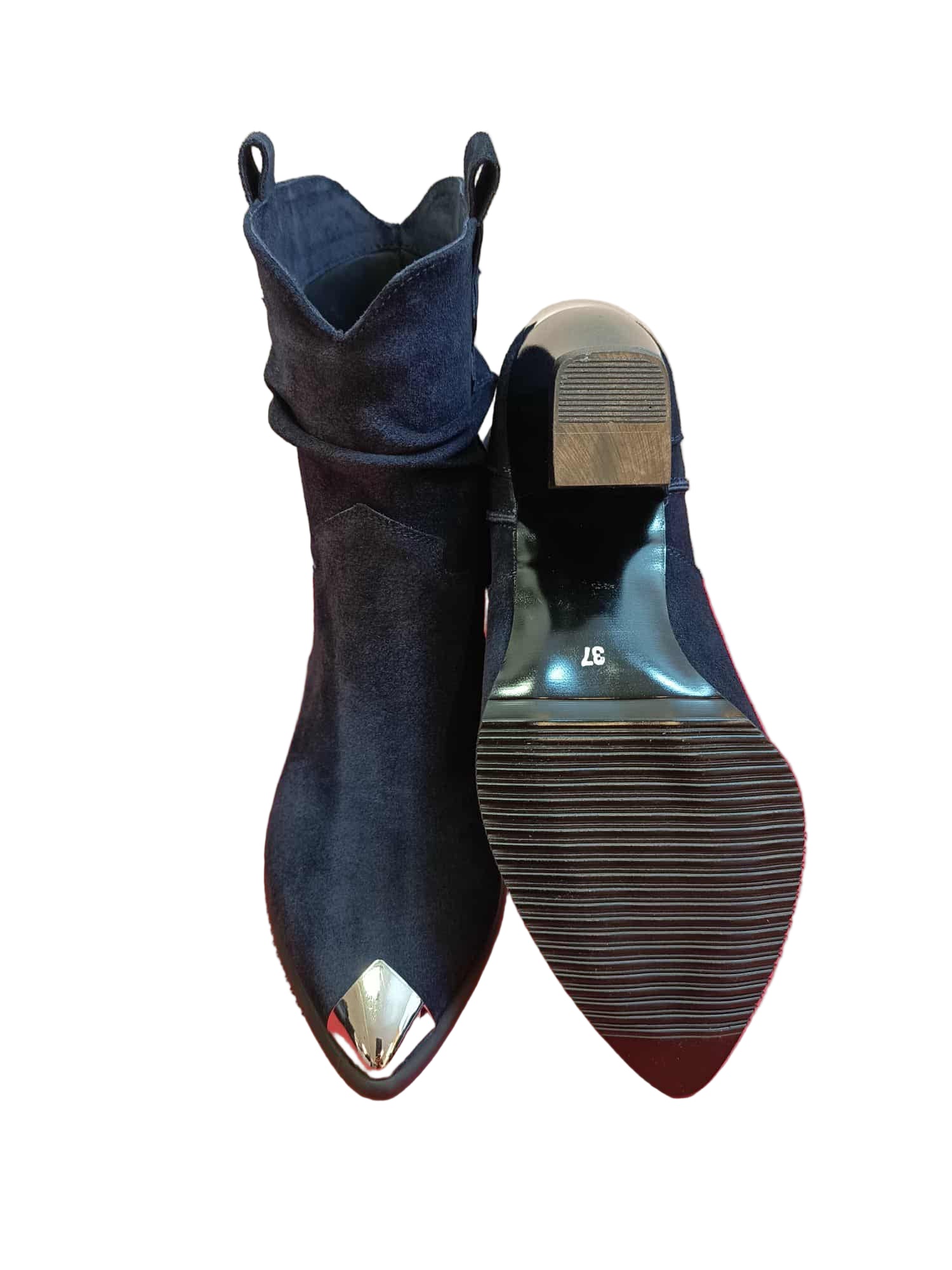 Botine Piele Naturala Ydalia Blue Suede - Dolly Shoes