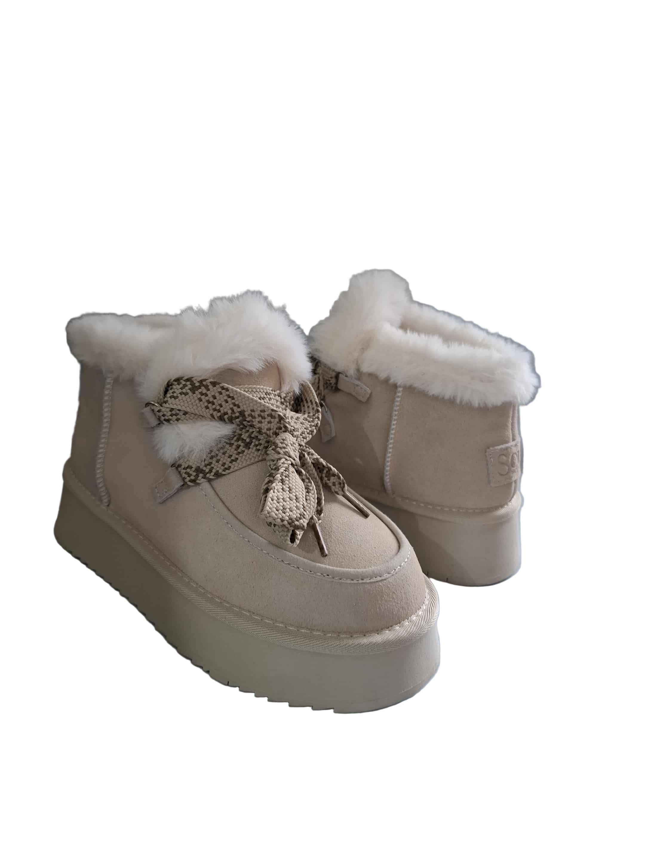 Ghete Piele Naturala  Tip UGG Solo Soprani Corky Beige