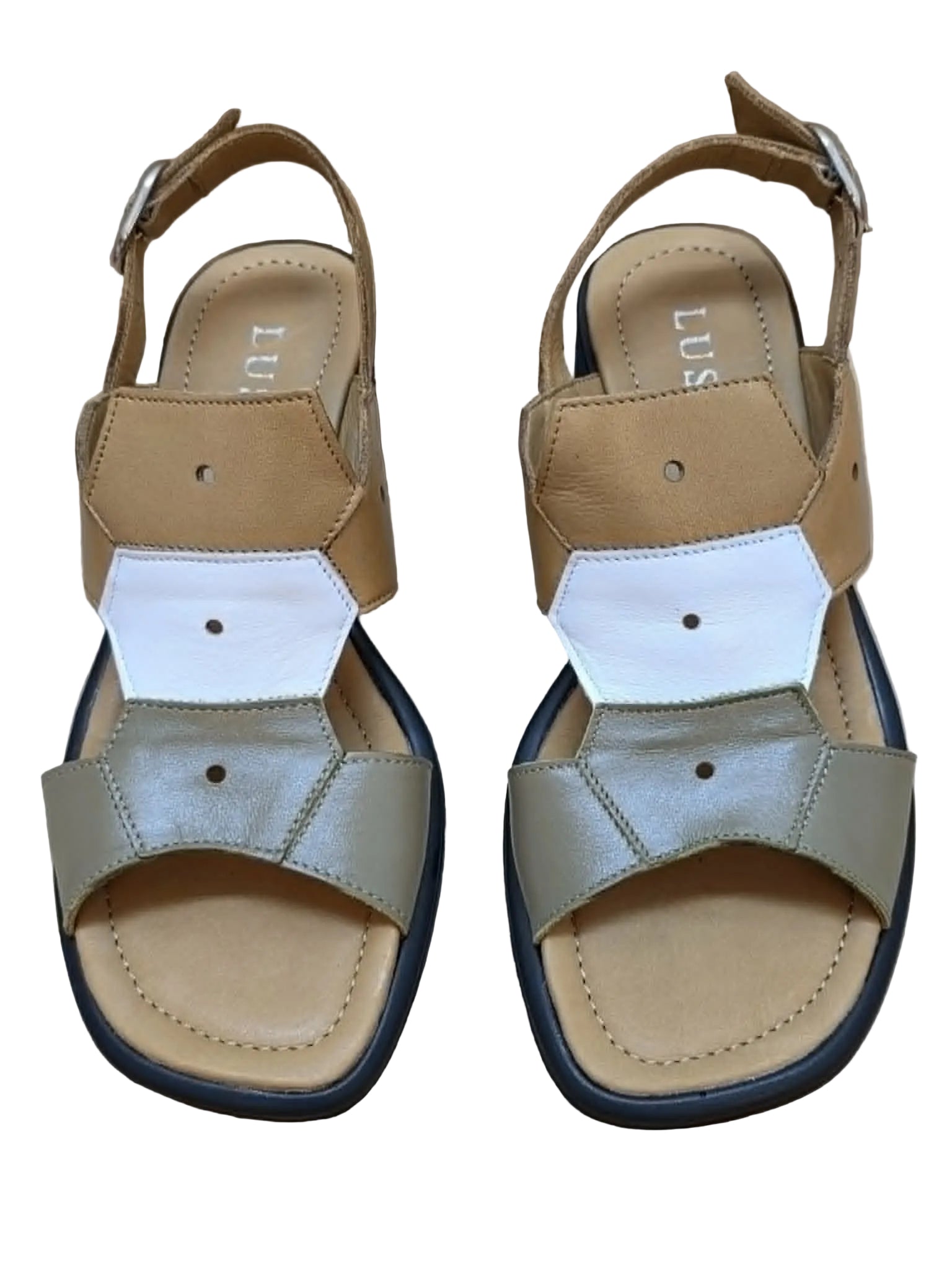 Sandale Piele Naturala Magda Havan-Olive-White